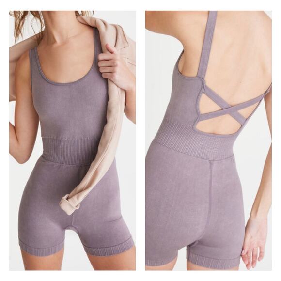 Aeropostale Gray Seamless Workout Bodysuit Medium Active Gym Athleisure - Picture 1 of 12